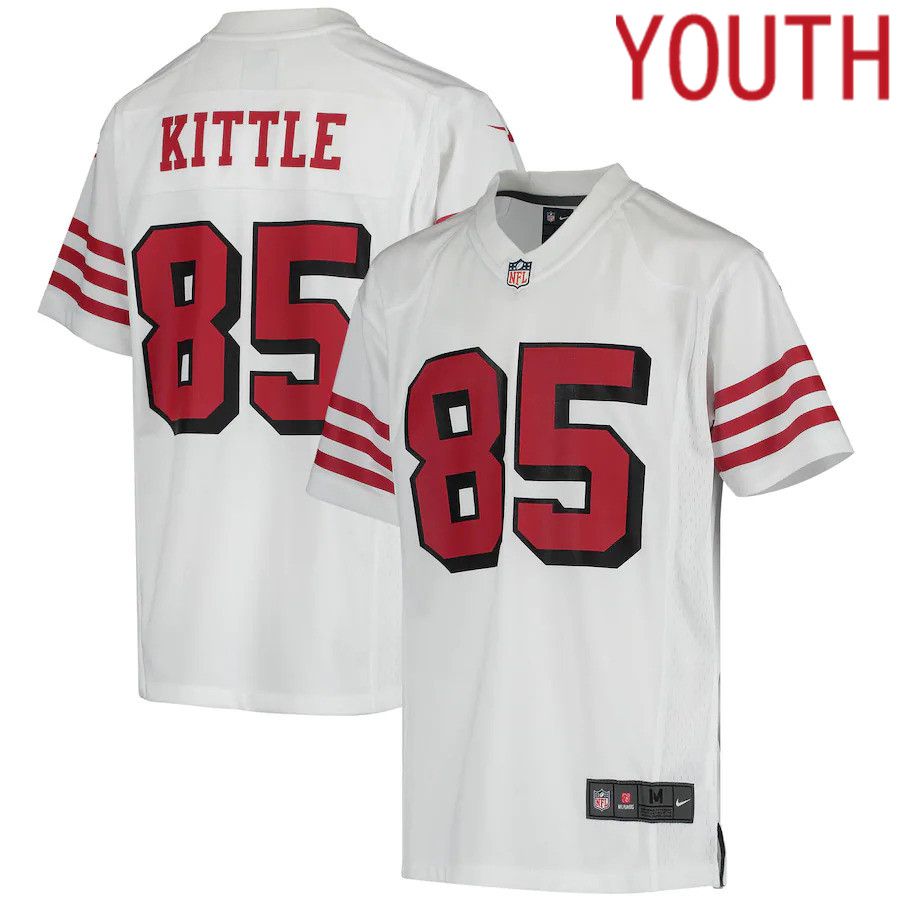 Youth San Francisco 49ers #85 George Kittle Nike White Color Rush Game NFL Jersey->youth nfl jersey->Youth Jersey